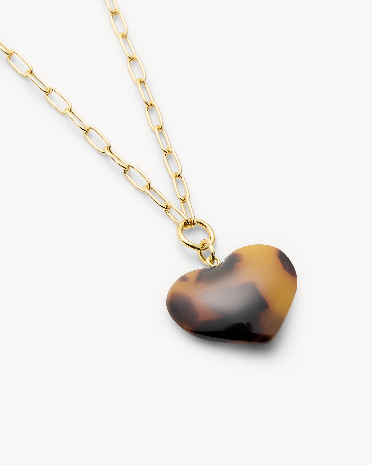 Midi Heart Pendant Necklace in Classic Tortoise