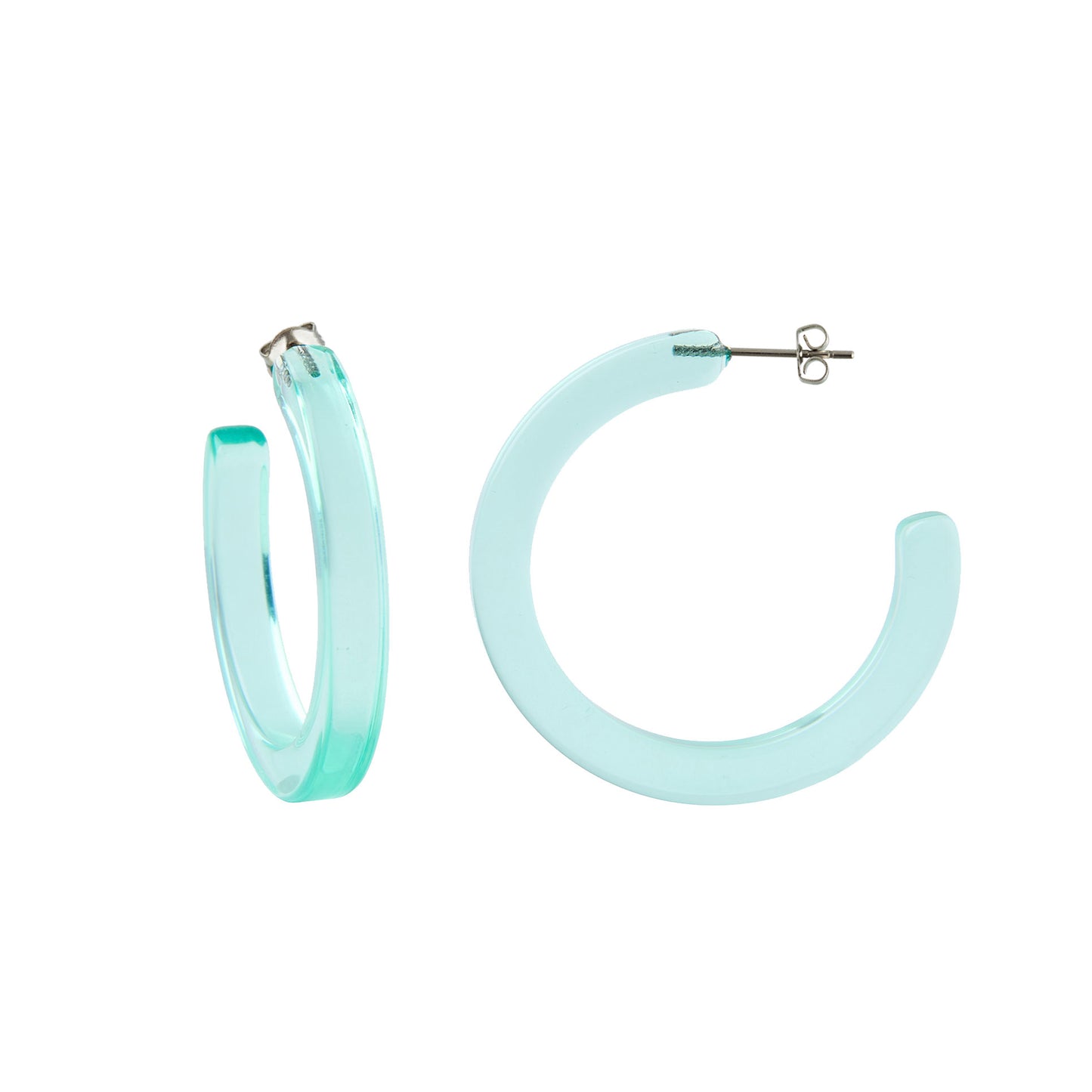 Midi Hoops in Turquoise Clear