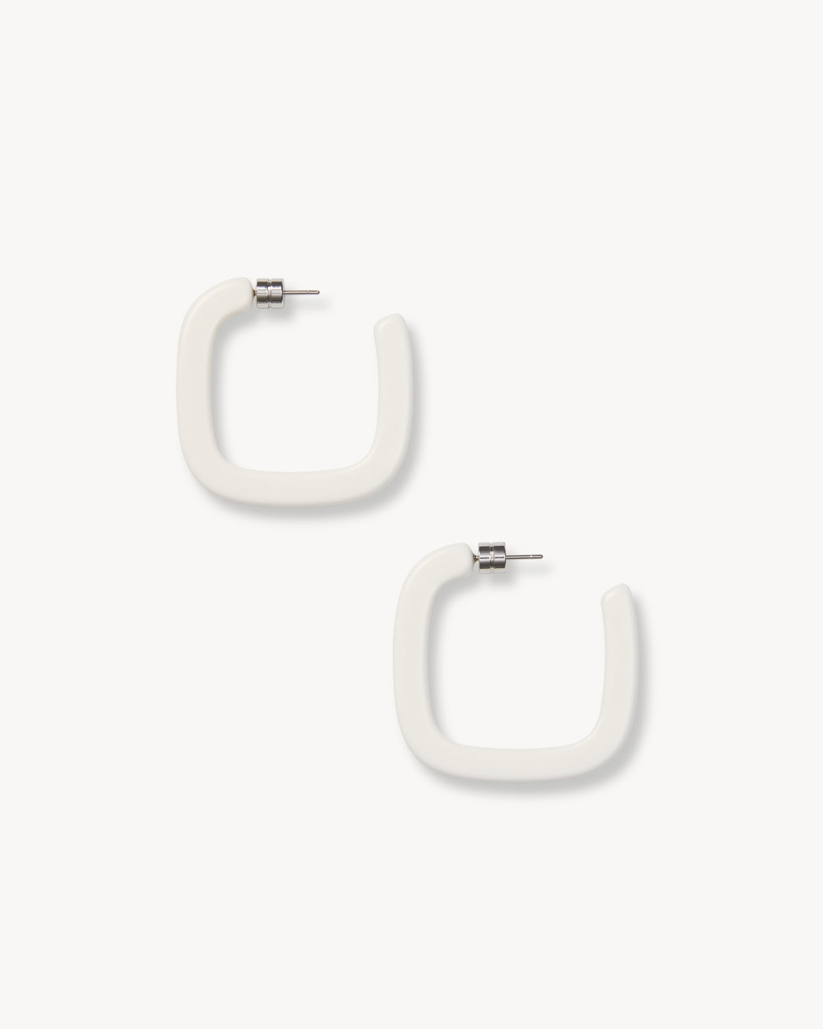 Midi Square Hoops in White