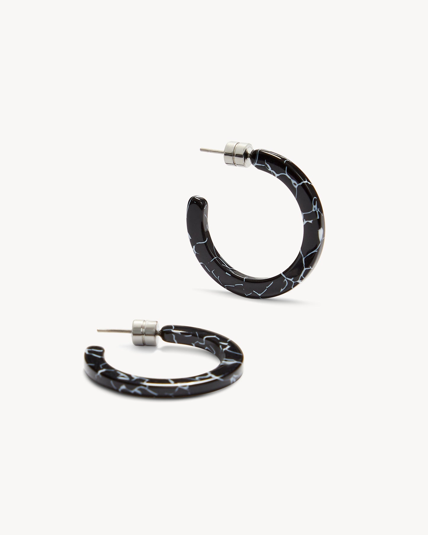 Mini Hoops in Black Marble