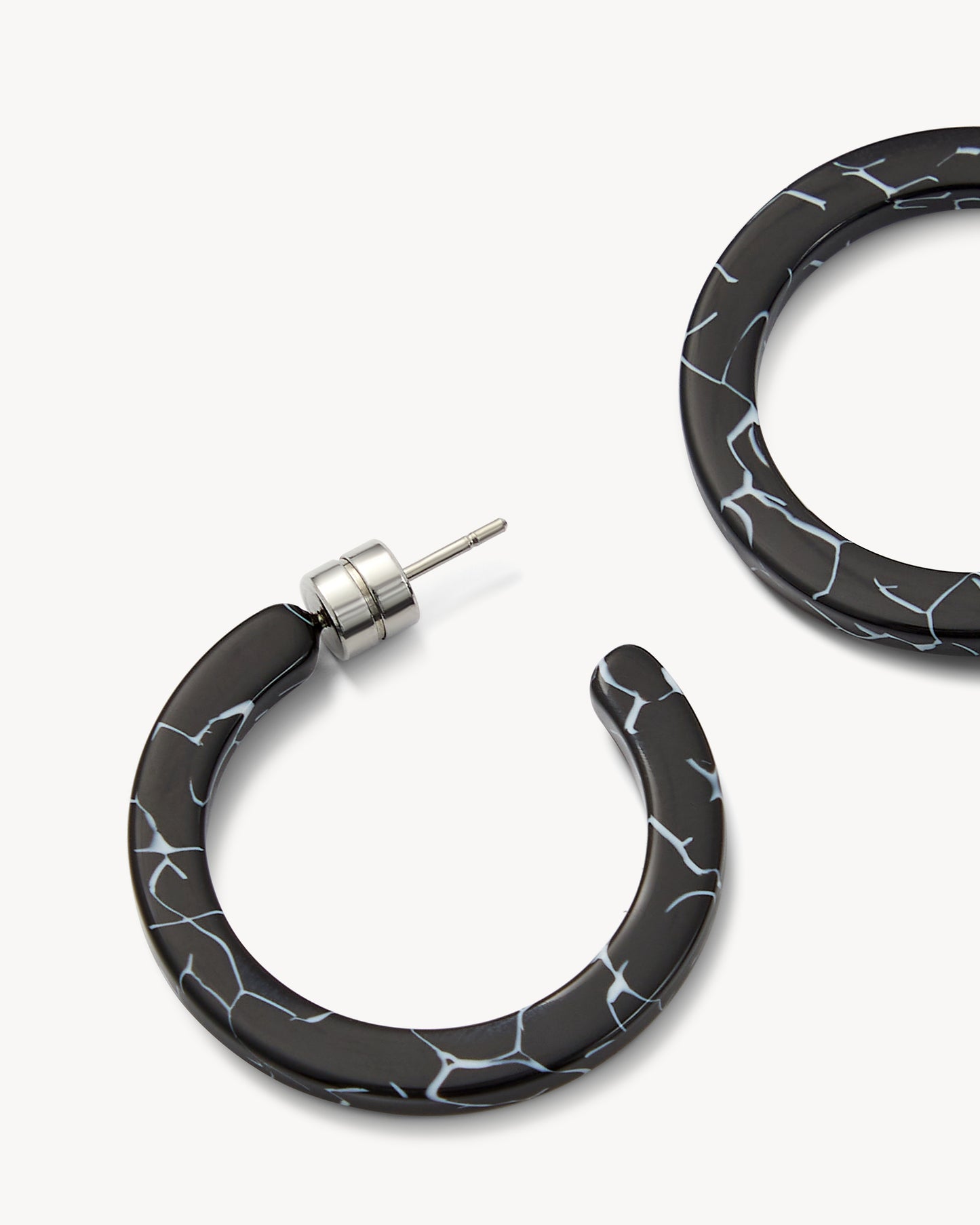 Mini Hoops in Black Marble