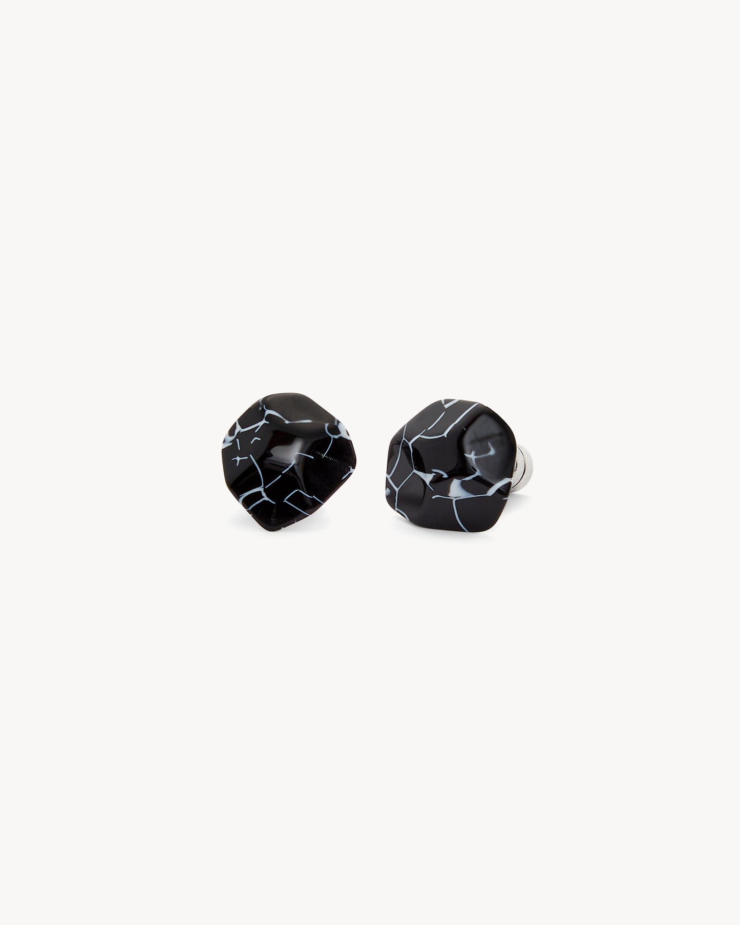Mini Sculpture Studs in Black Marble