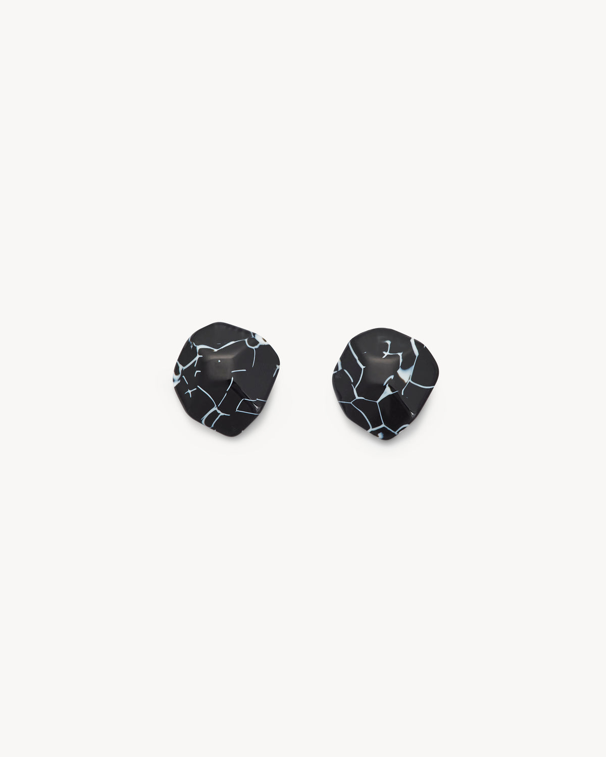 Mini Sculpture Studs in Black Marble