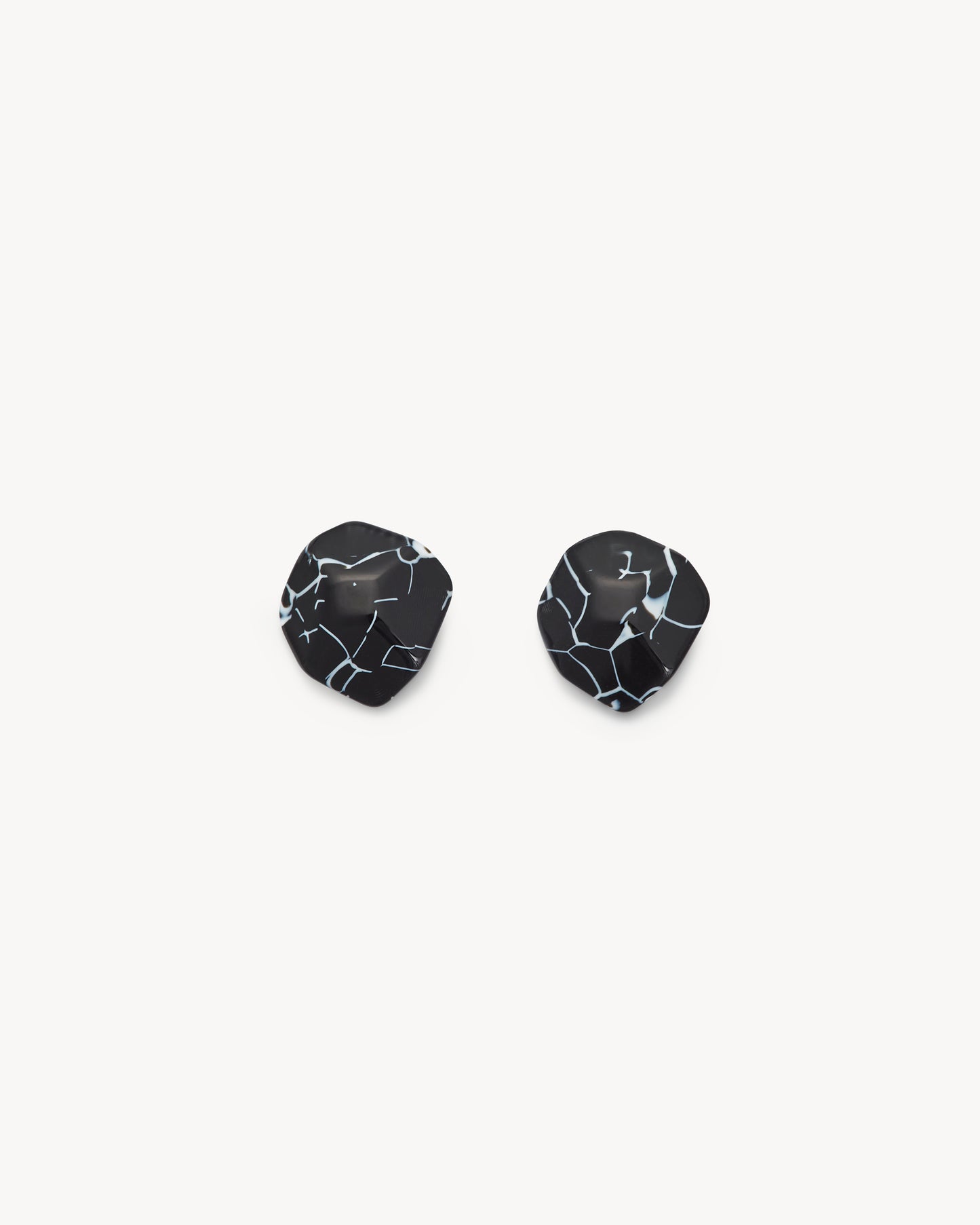 Mini Sculpture Studs in Black Marble