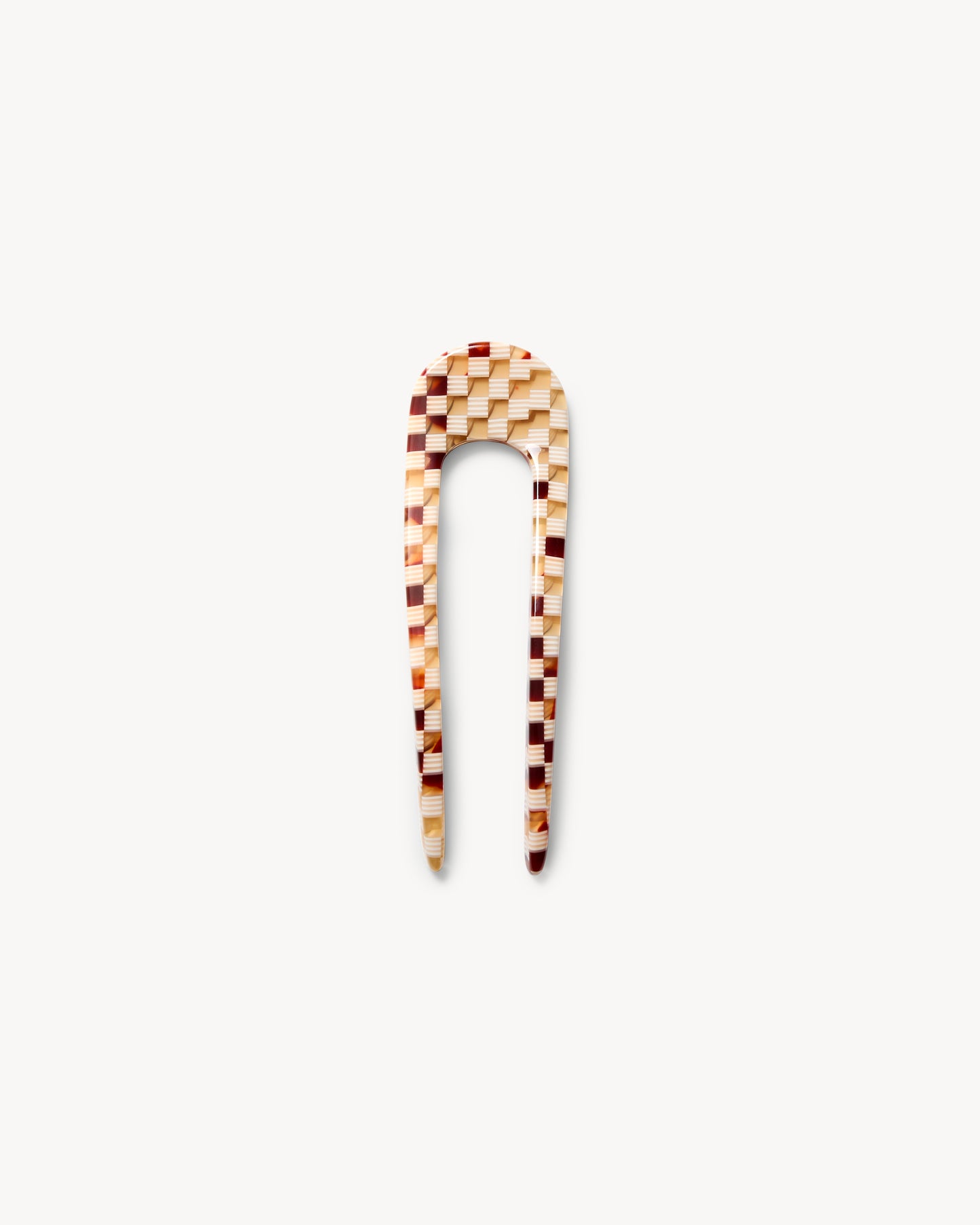 Mini French Hair Pin in Tortoise Checker