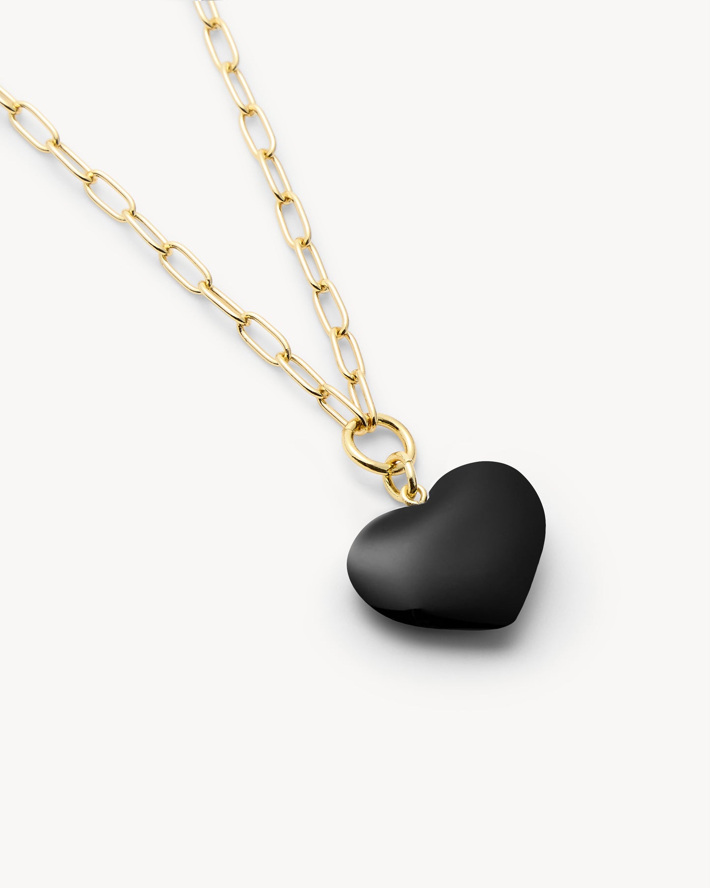 Mini Heart Pendant Necklace in Black