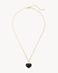 Mini Heart Pendant Necklace in Black