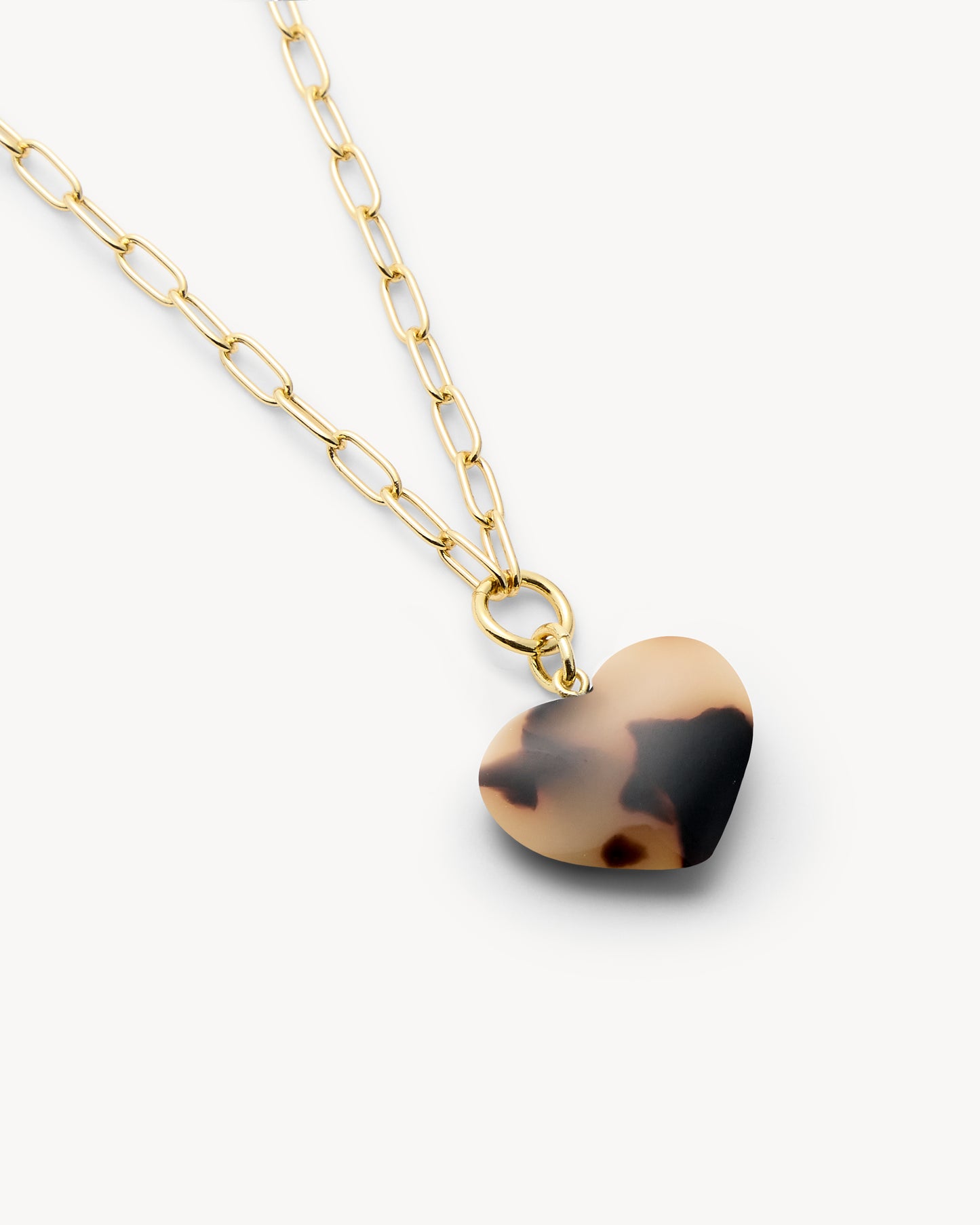Mini Heart Pendant Necklace in Blonde Tortoise