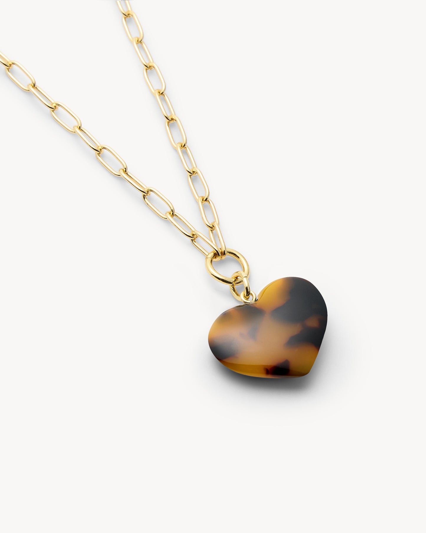 Mini Heart Pendant Necklace in Classic Tortoise