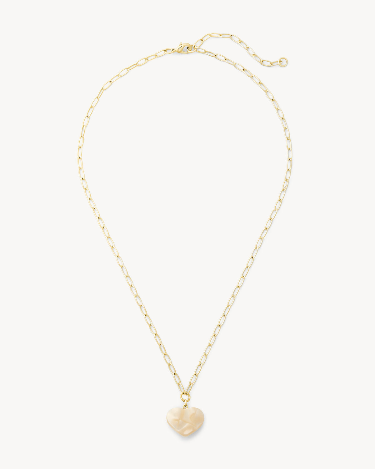 Mini Heart Pendant Necklace in White Shell
