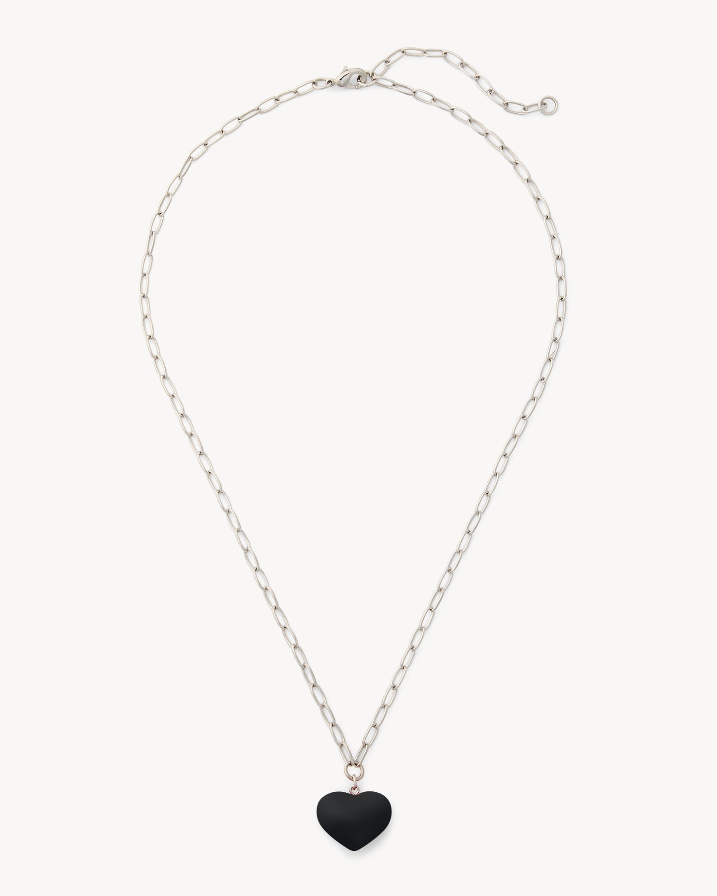 Mini Heart Pendant Necklace in Black