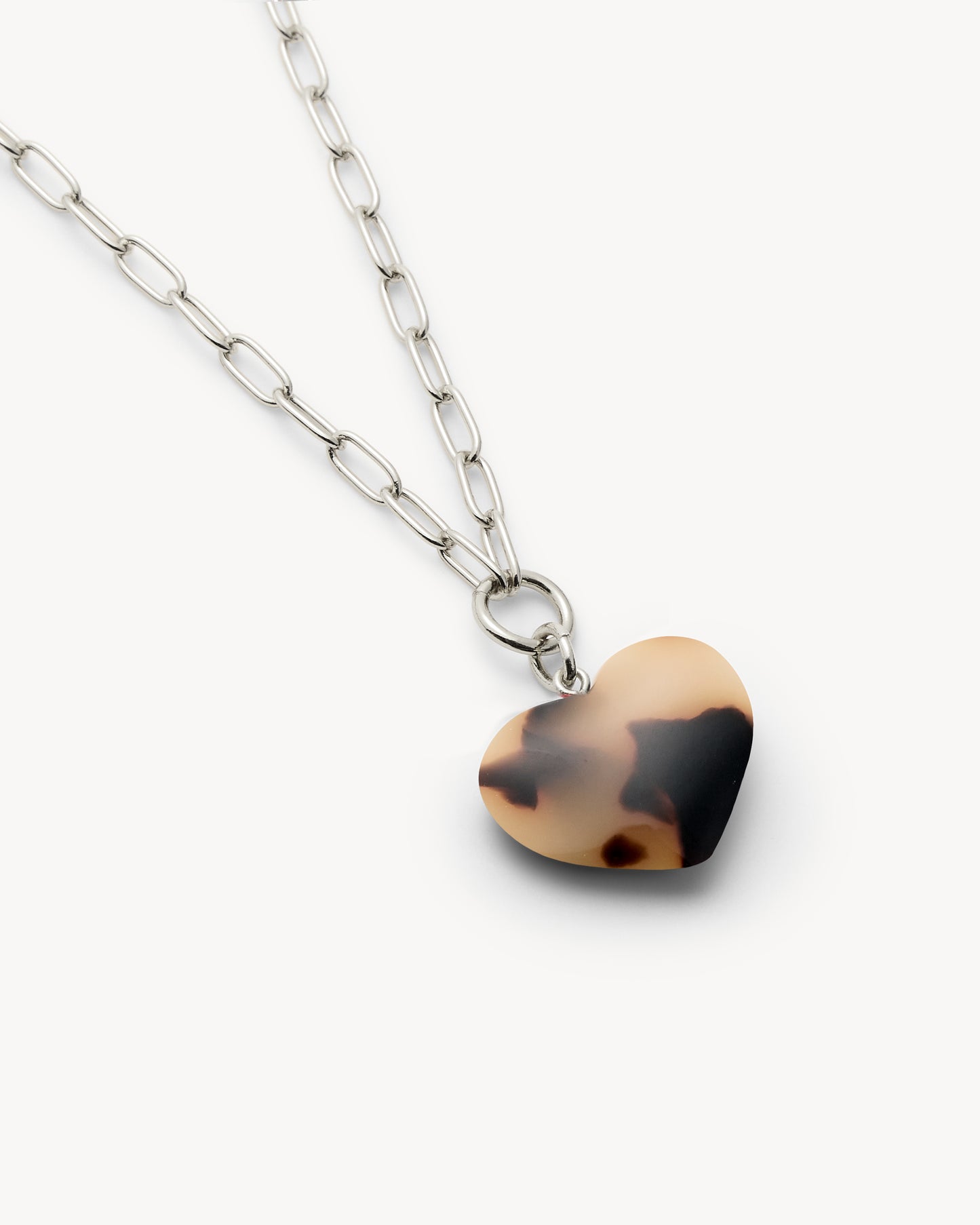Mini Heart Pendant Necklace in Blonde Tortoise