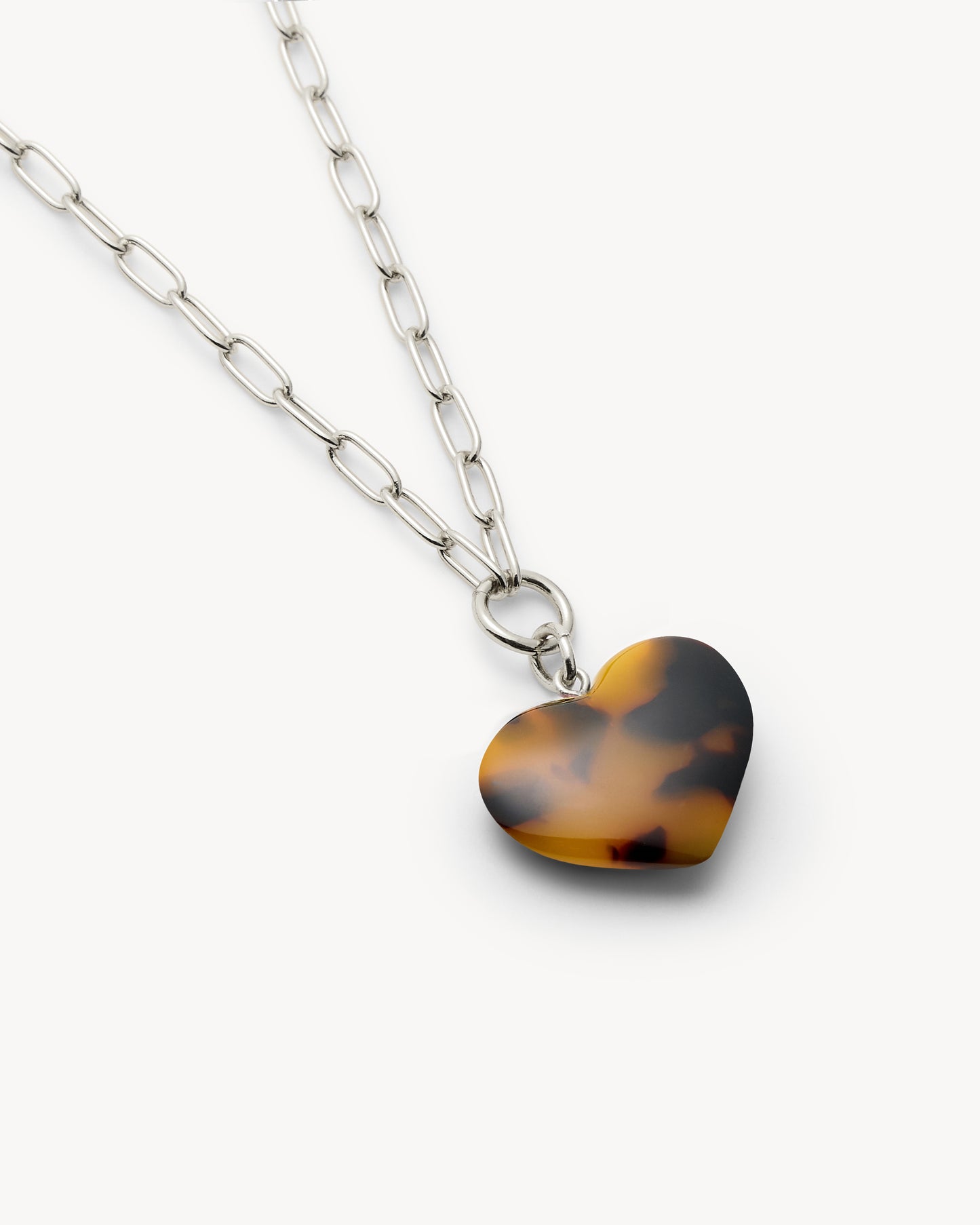 Mini Heart Pendant Necklace in Classic Tortoise
