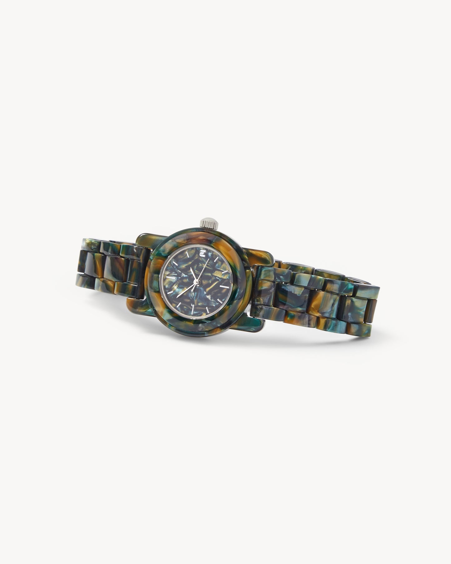 Mini Mono Watch in Green Tortoise