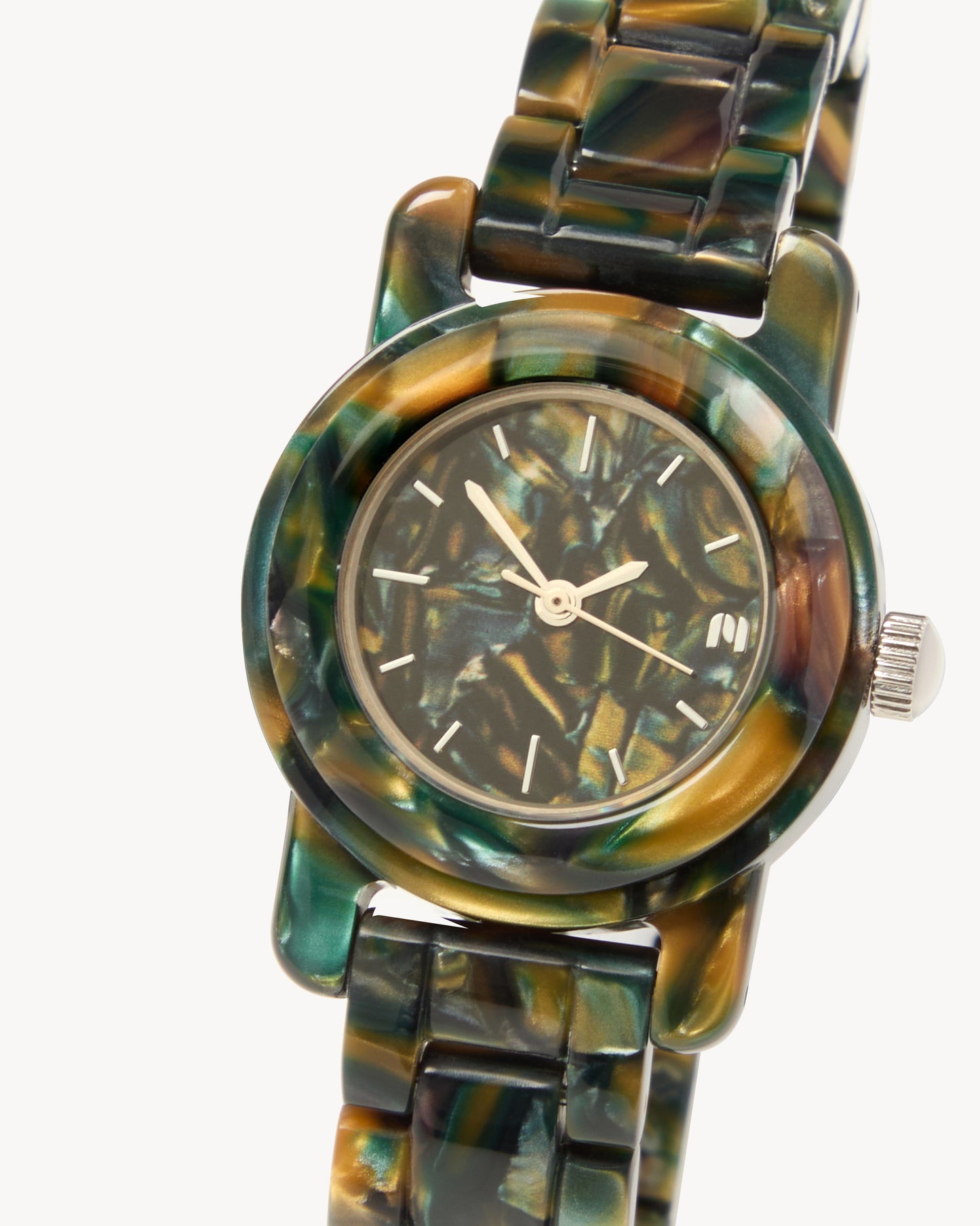 Mini Mono Watch in Green Tortoise