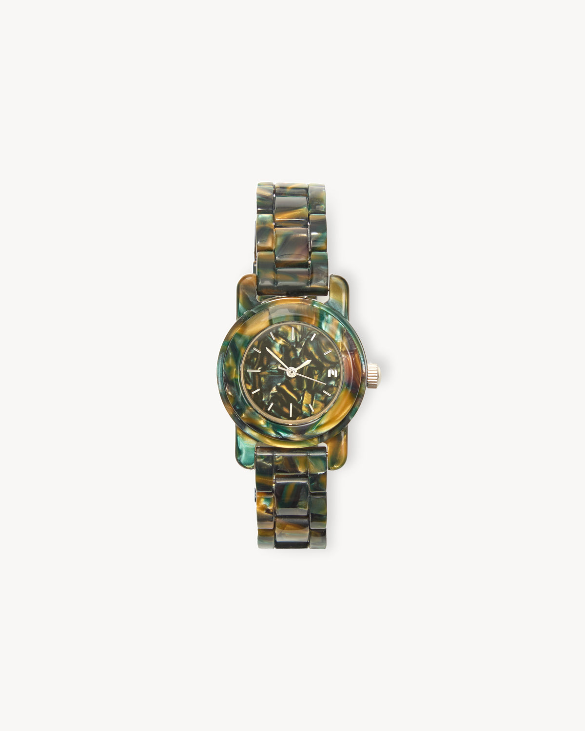 Mini Mono Watch in Green Tortoise