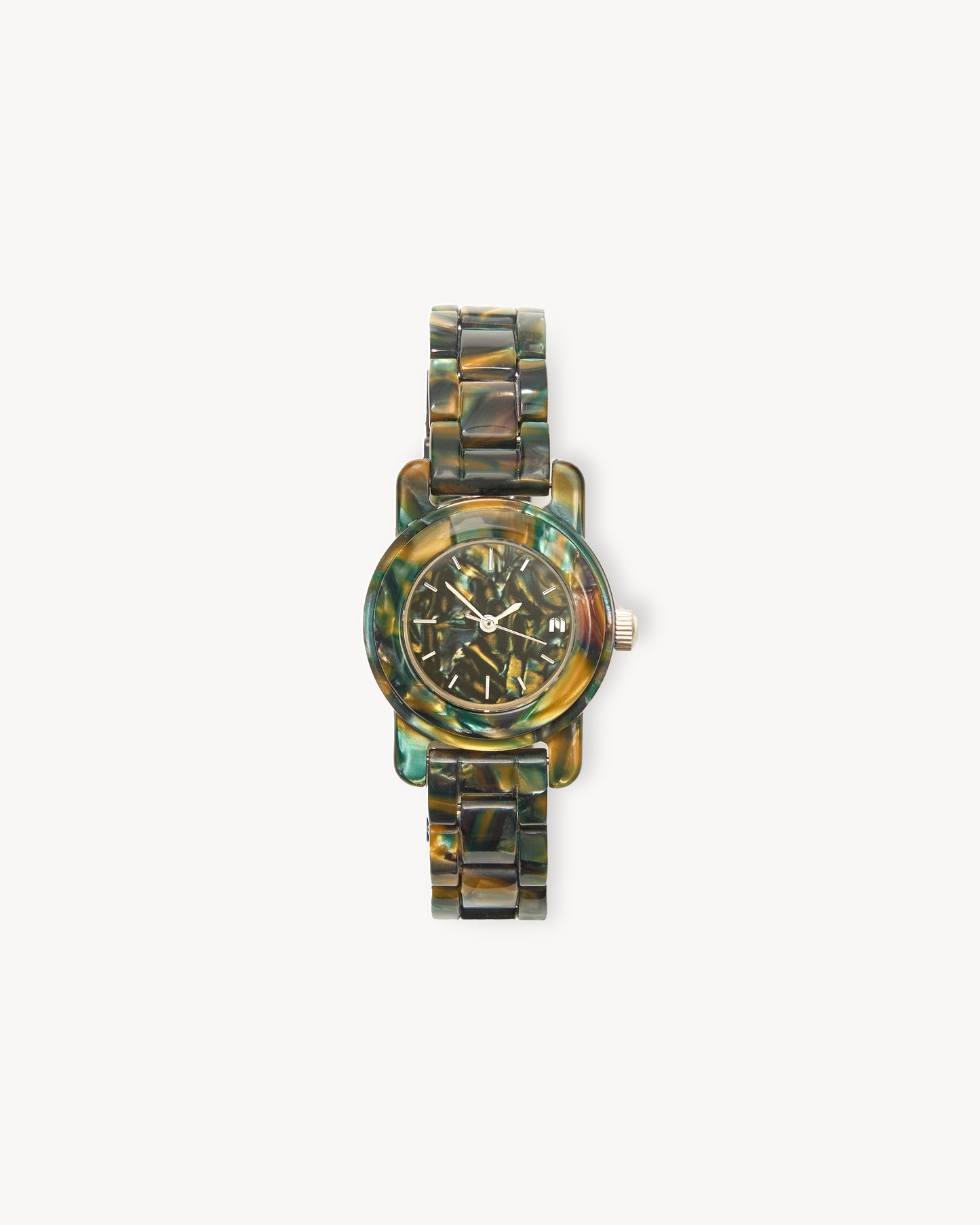 Mini Mono Watch in Green Tortoise