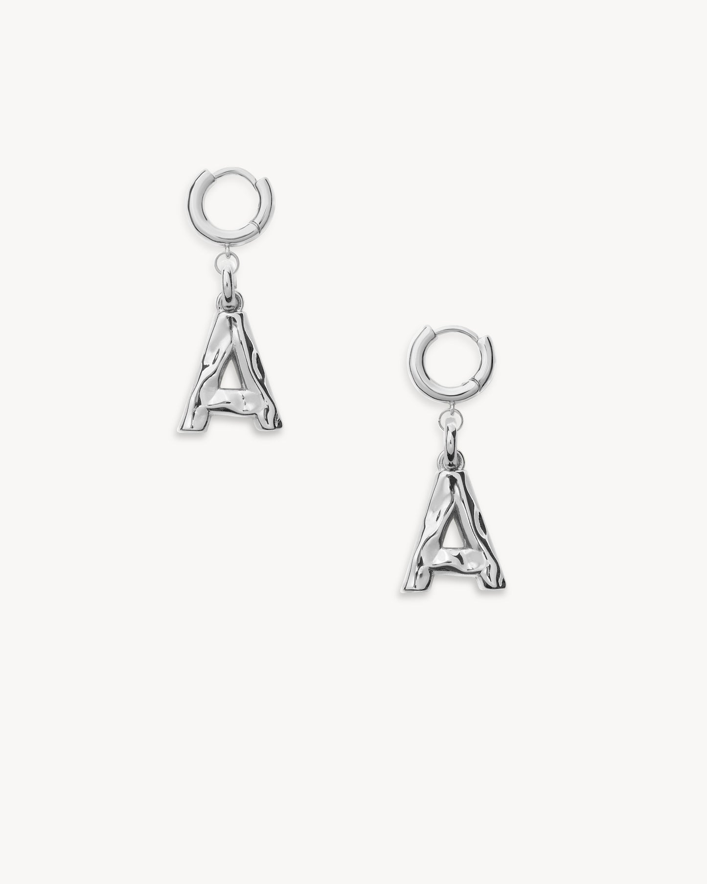 Monogram Huggie in Silver