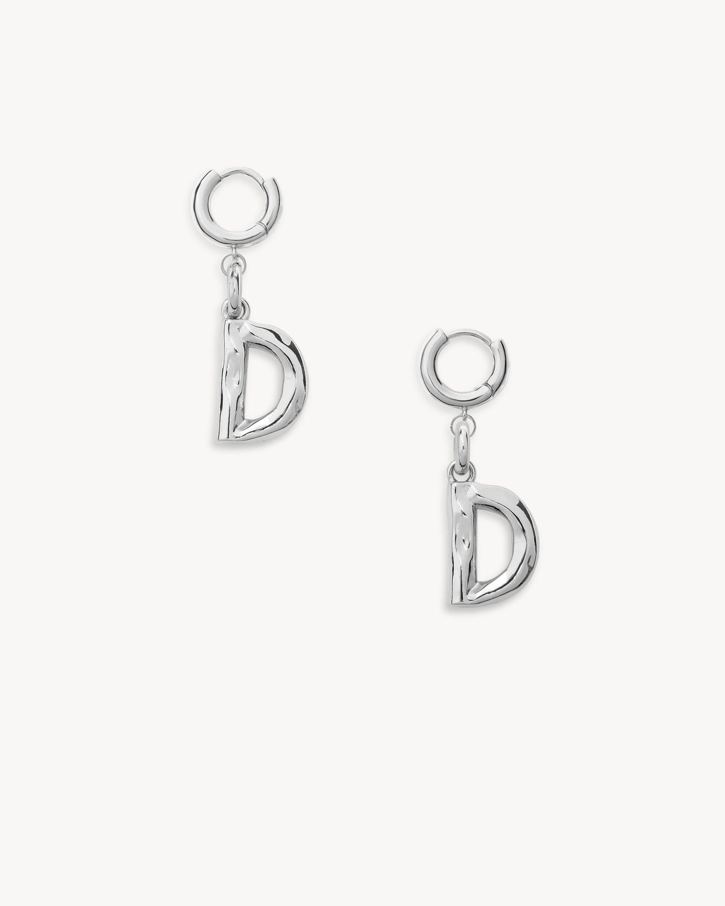 Monogram Huggie in Silver