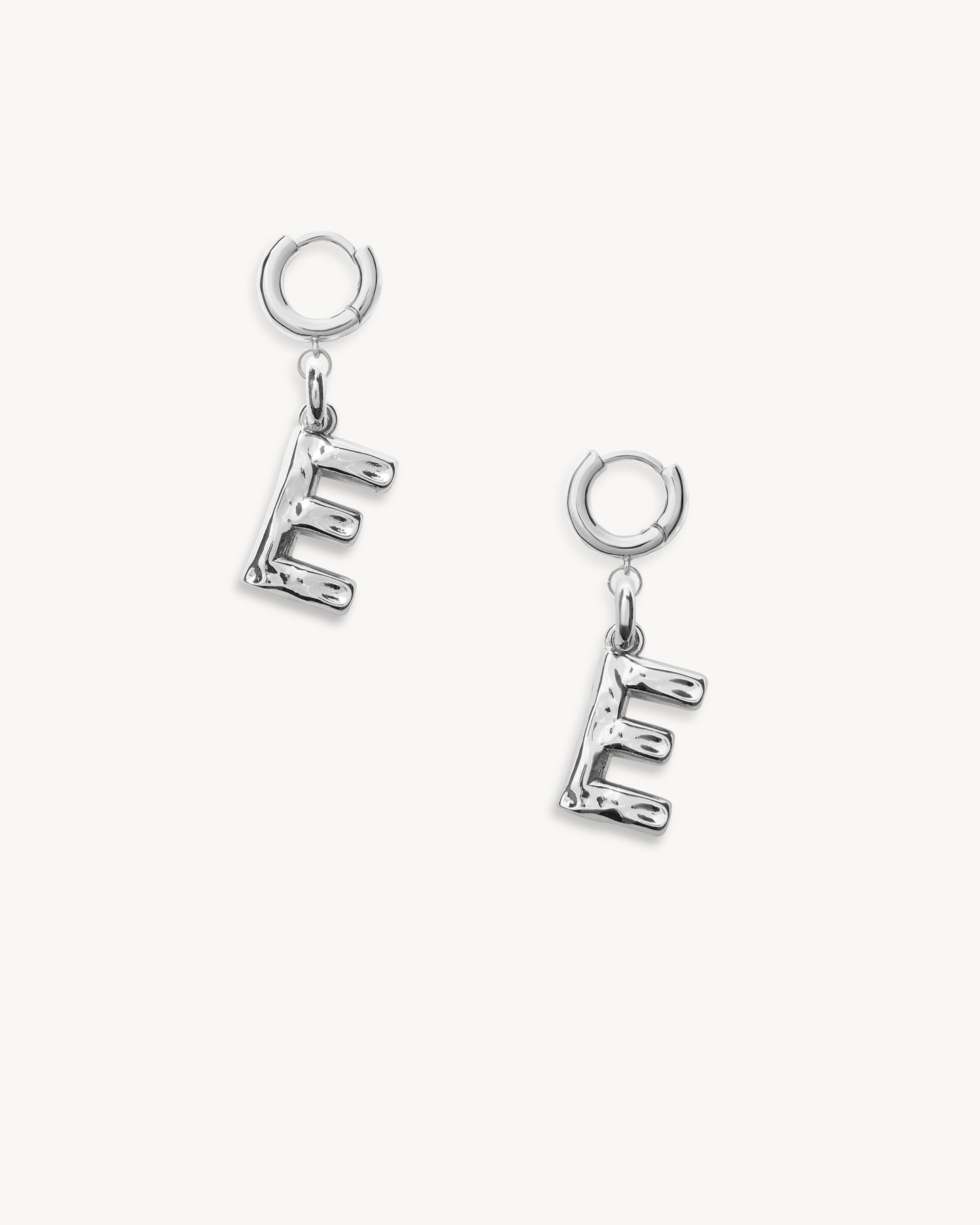 Monogram Huggie in Silver