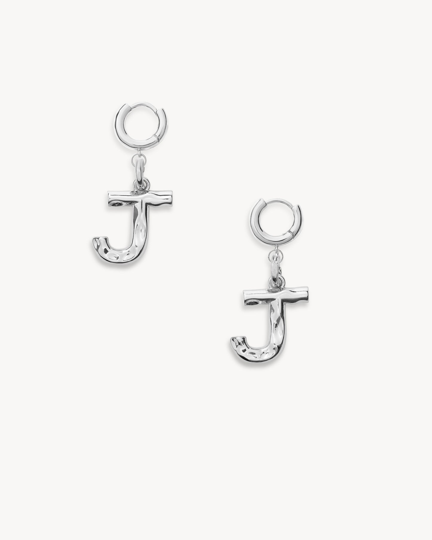 Monogram Huggie in Silver