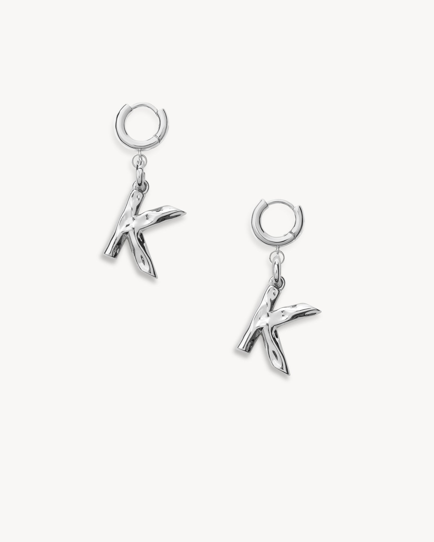 Monogram Huggie in Silver