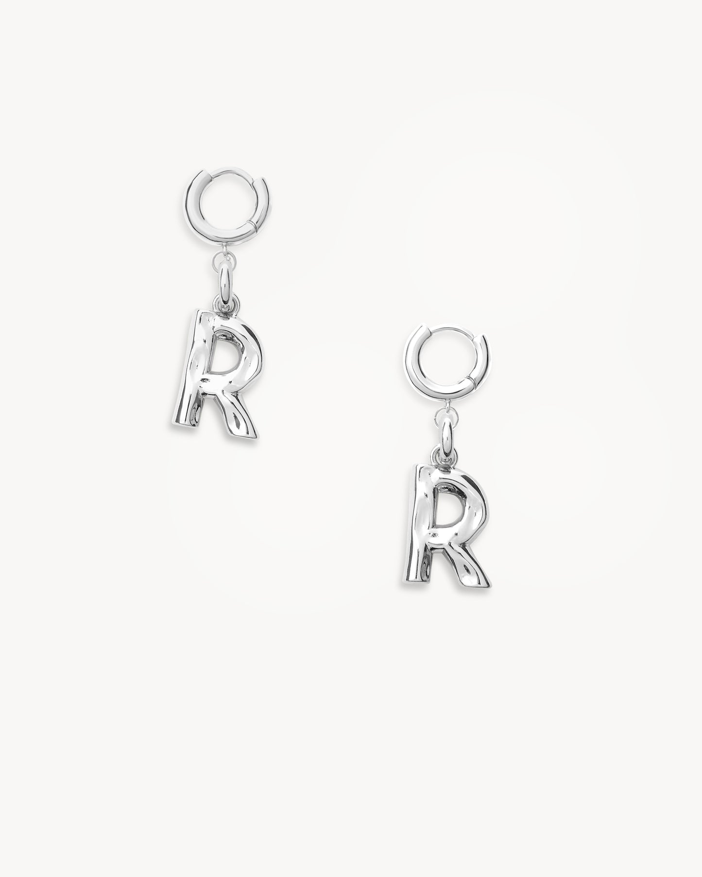 Monogram Huggie in Silver