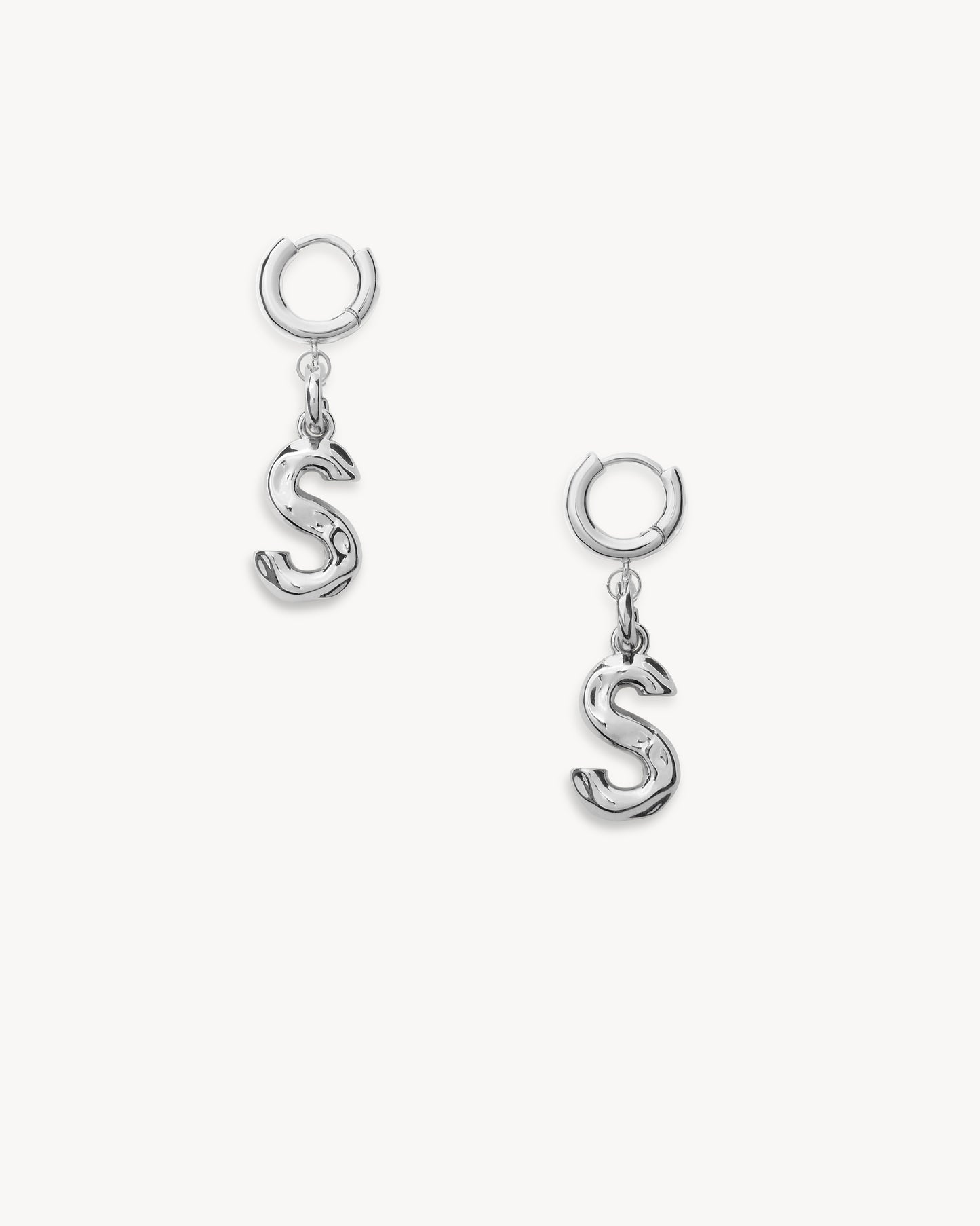 Monogram Huggie in Silver