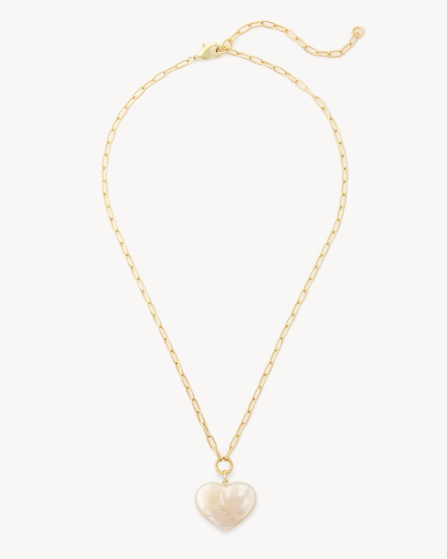 Midi Heart Pendant Necklace in White Shell