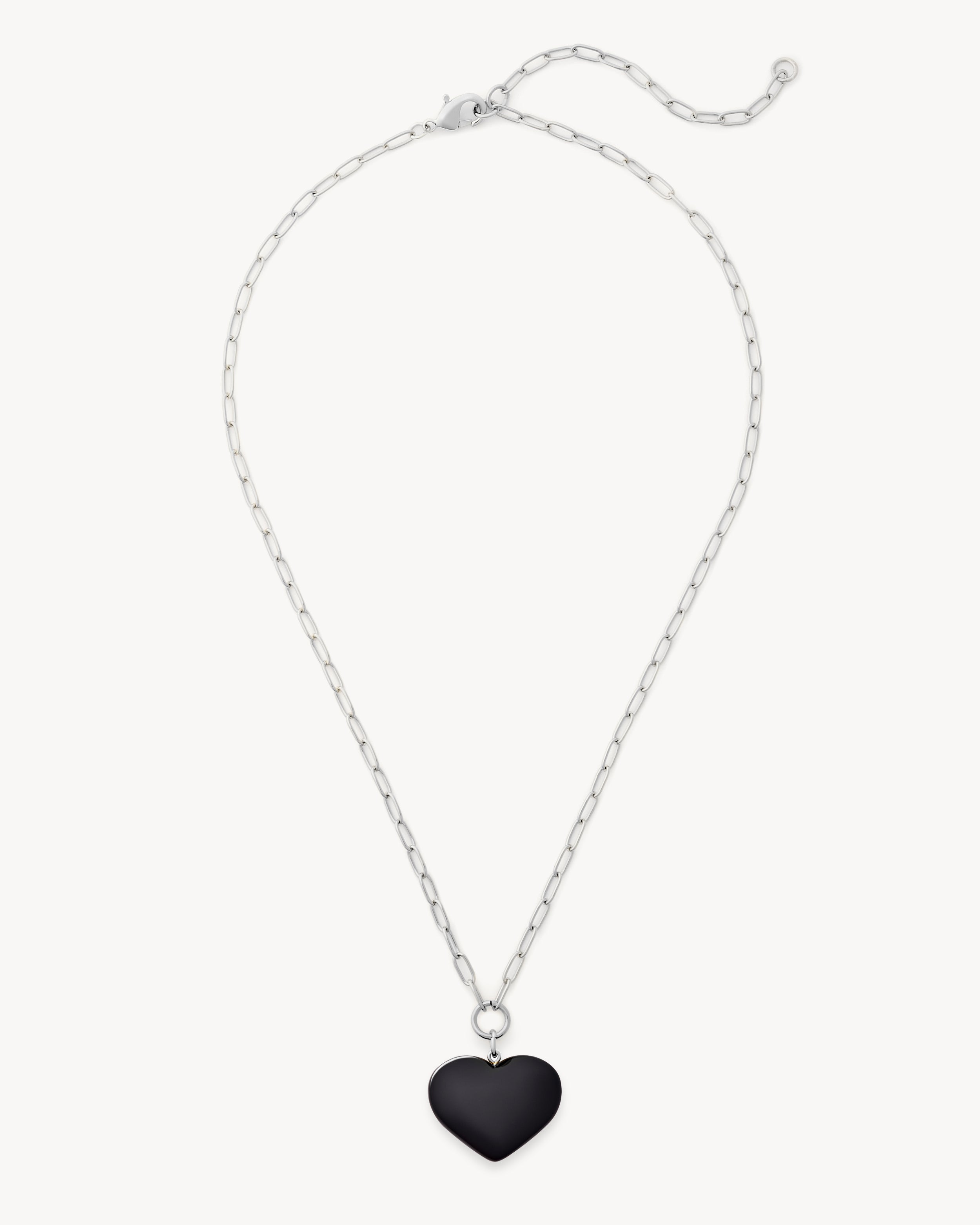 Midi Heart Pendant Necklace in Black – MACHETE