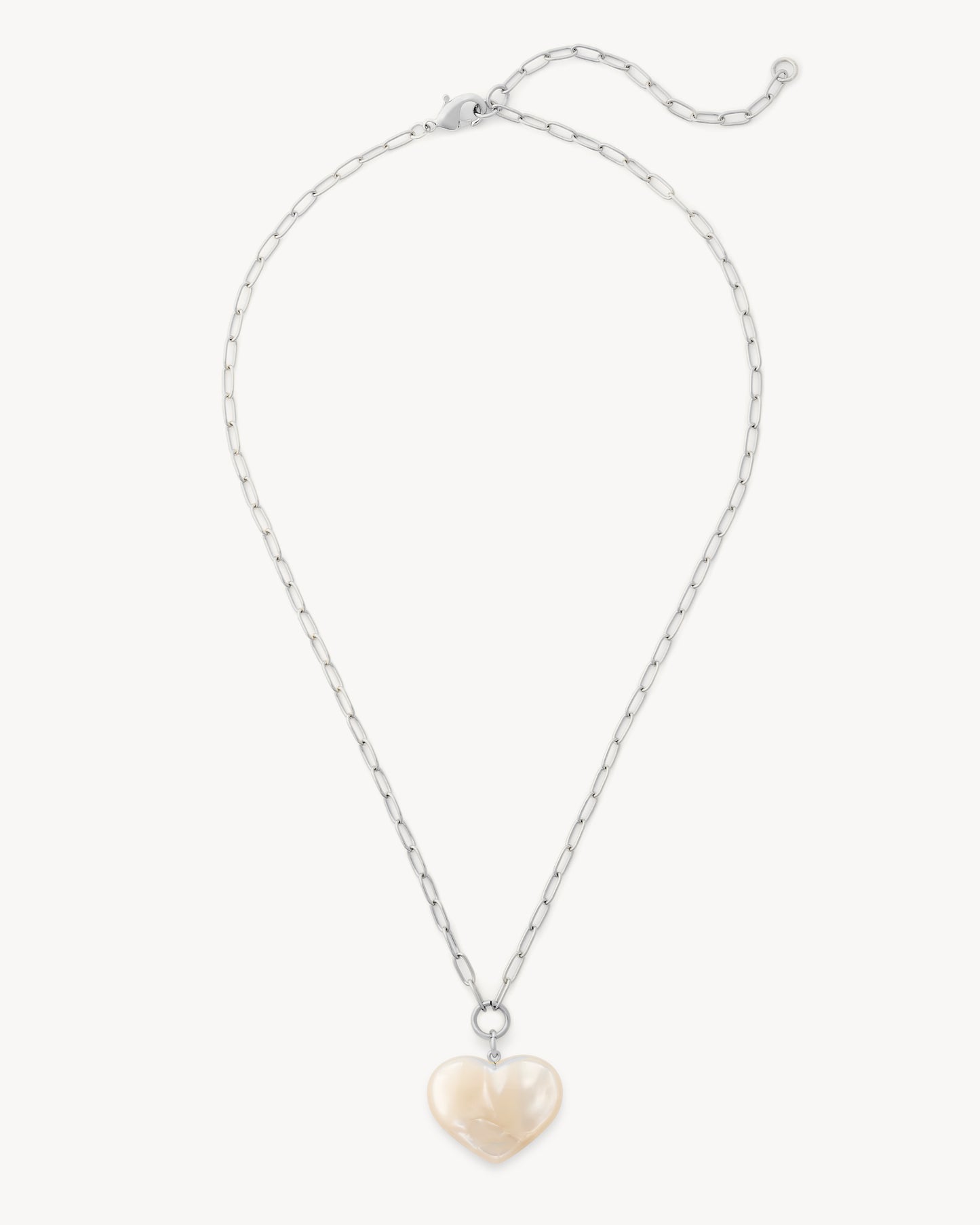 Midi Heart Pendant Necklace in White Shell