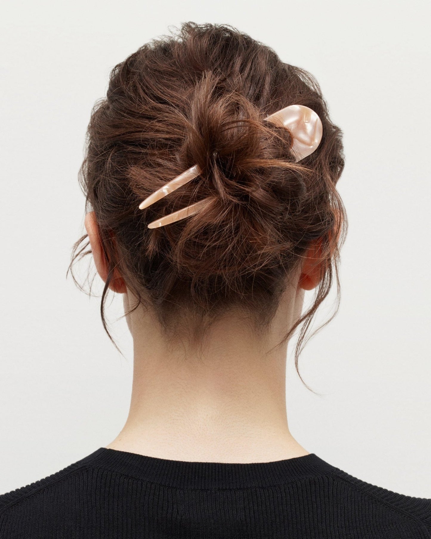 French Hair Pin in Apricot Shell Checker - MACHETE