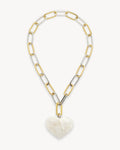 Grande Heart Pendant Necklace in White Shell