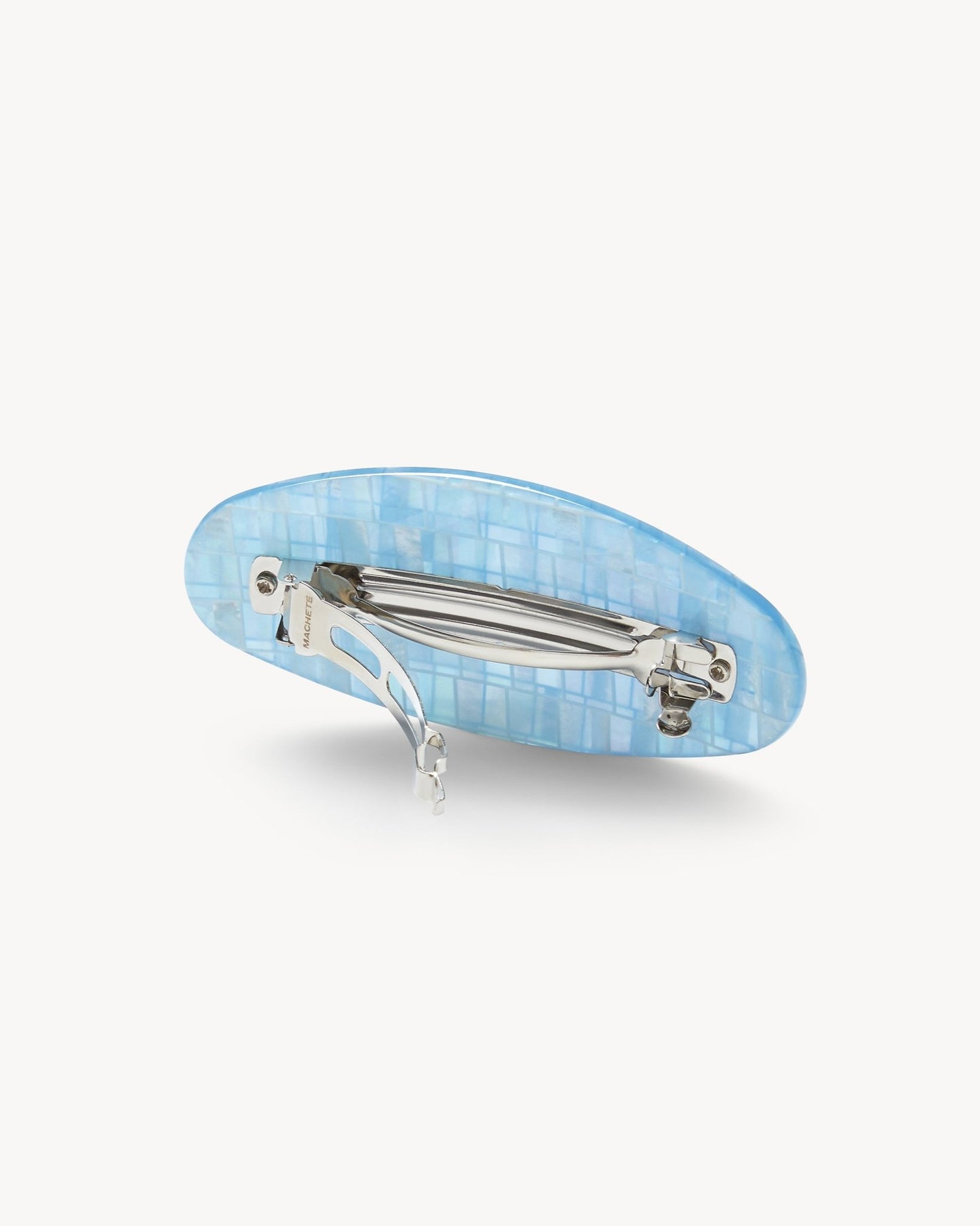 Jumbo Oval Barrette in Blue Shell Checker - MACHETE