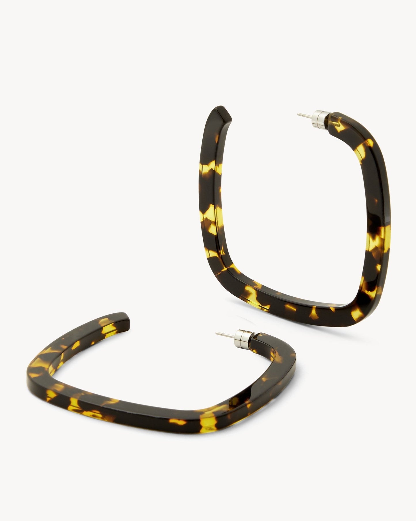 Large Square Hoops in Dark Tortoise - MACHETE