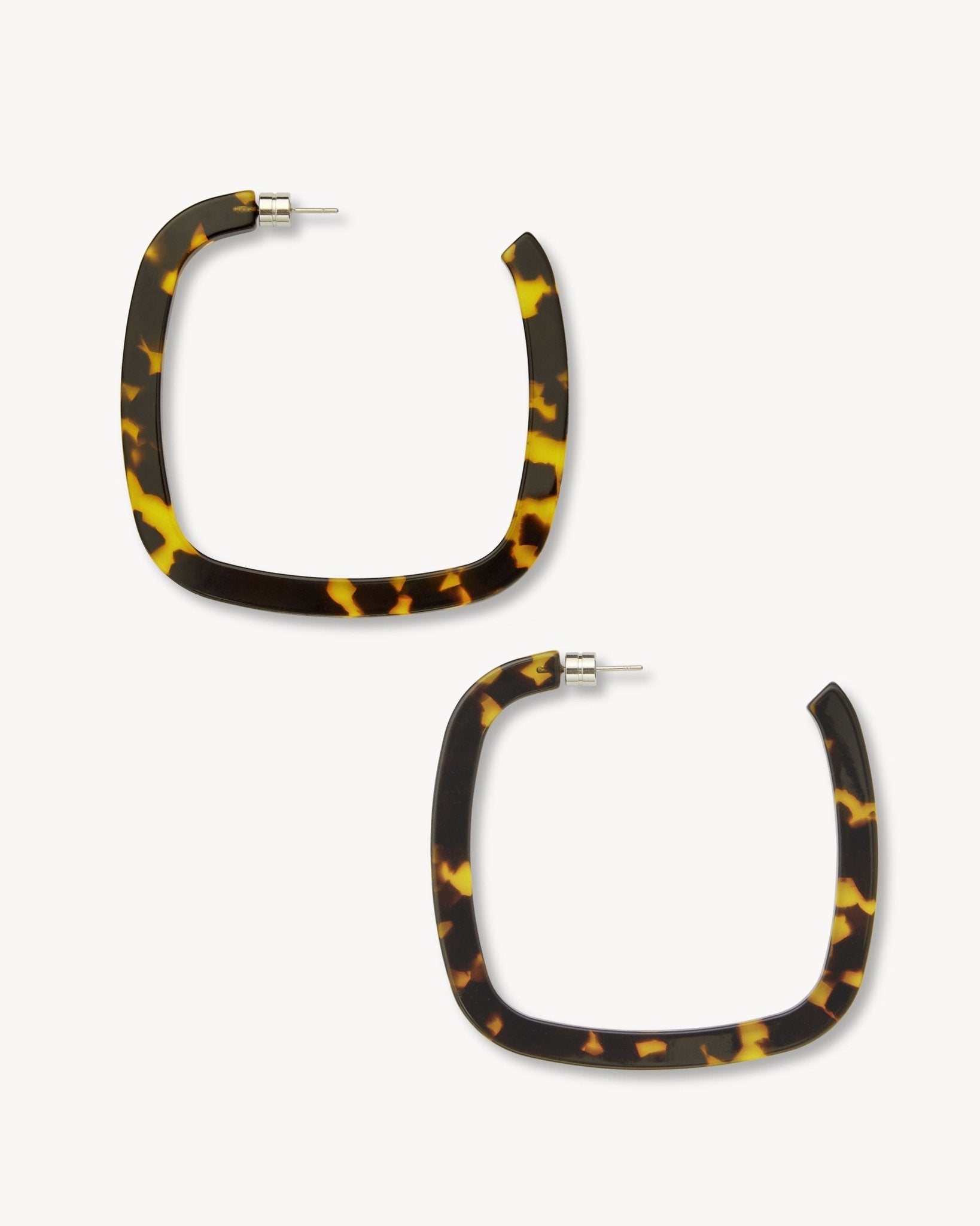 Large Square Hoops in Dark Tortoise - MACHETE