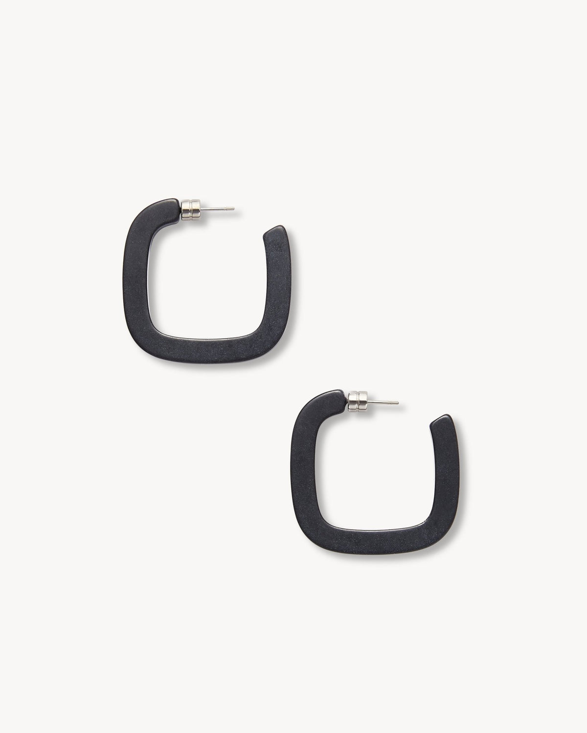 Midi Square Hoops in Black Matte - MACHETE