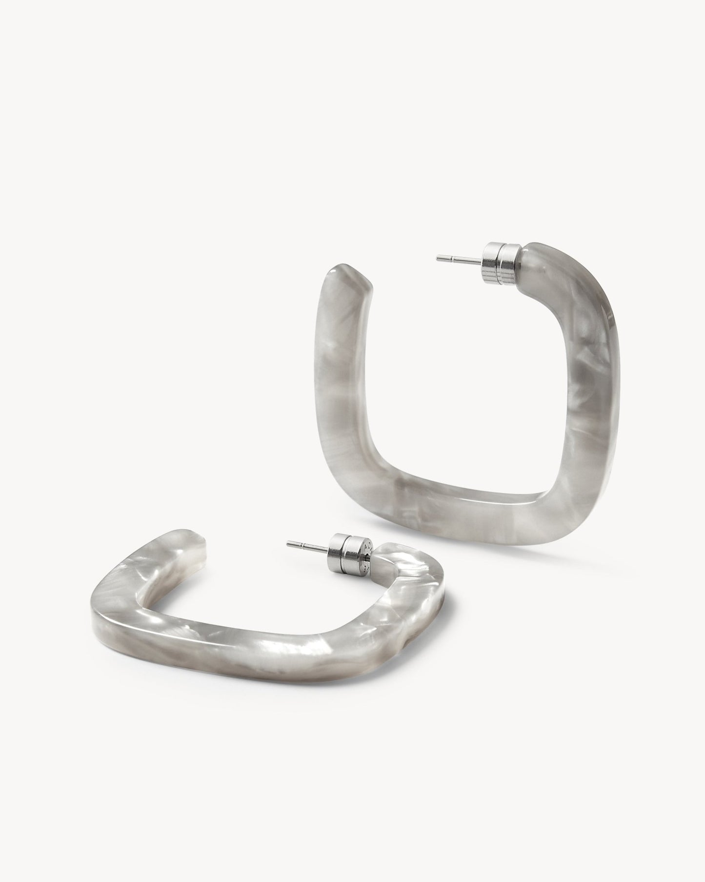 Midi Square Hoops in Grey Shell - MACHETE