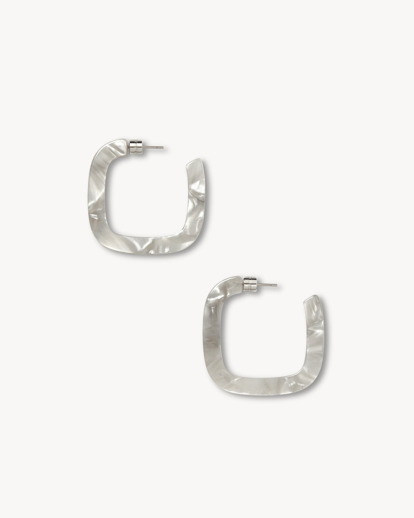 Midi Square Hoops in Grey Shell - MACHETE