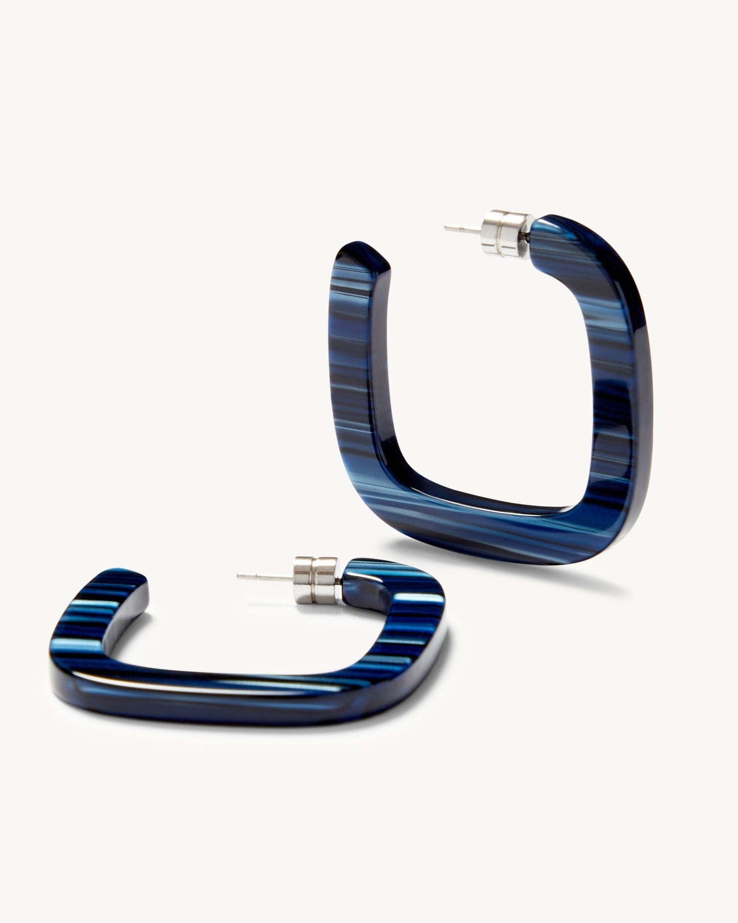 Midi Square Hoops in Indigo - MACHETE