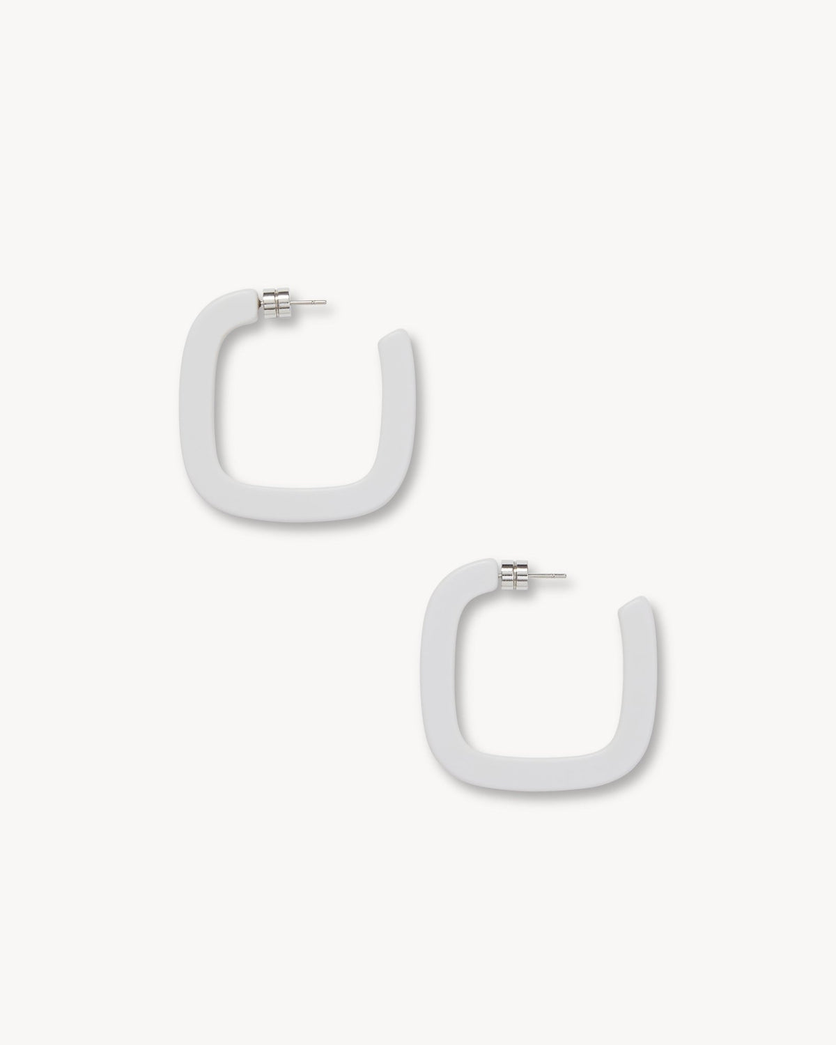 Midi Square Hoops in Light Grey Matte - MACHETE