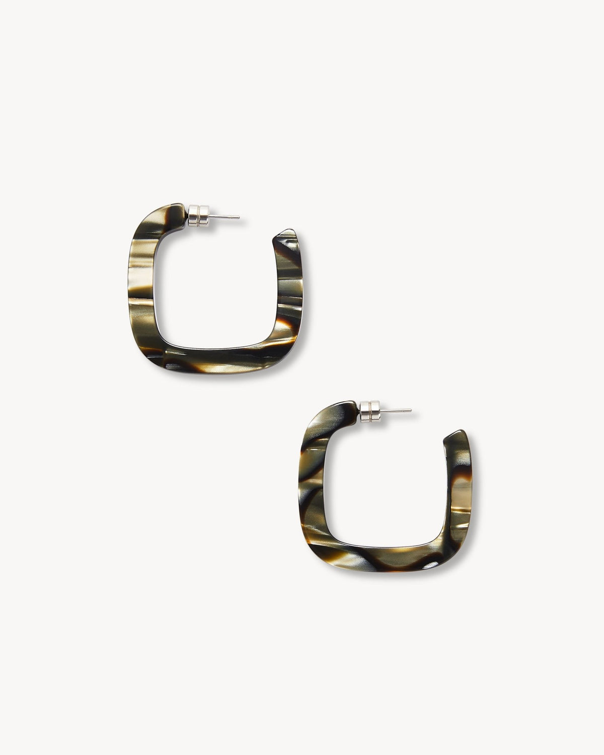 Midi Square Hoops in Midnight Horn - MACHETE