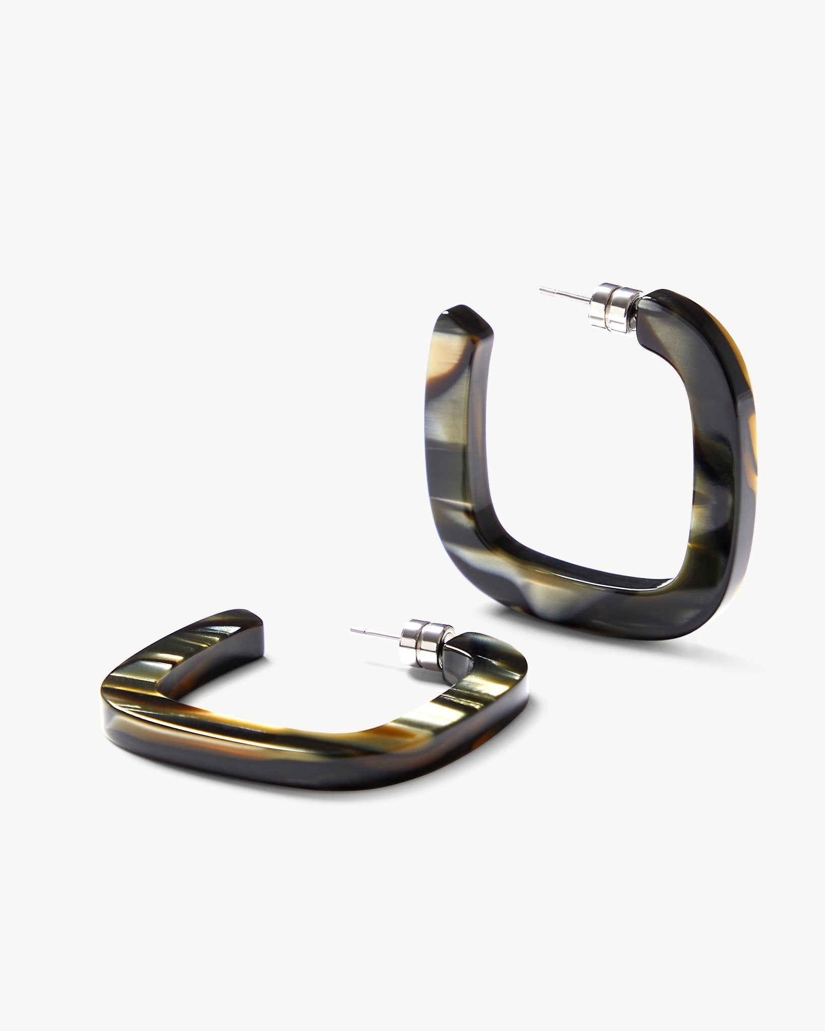 Midi Square Hoops in Midnight Horn - MACHETE