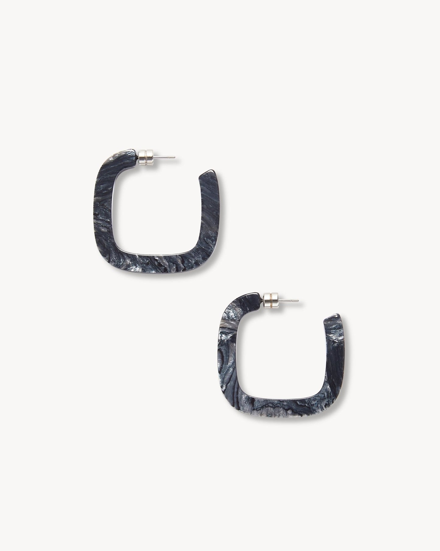 Midi Square Hoops in Obsidian - MACHETE