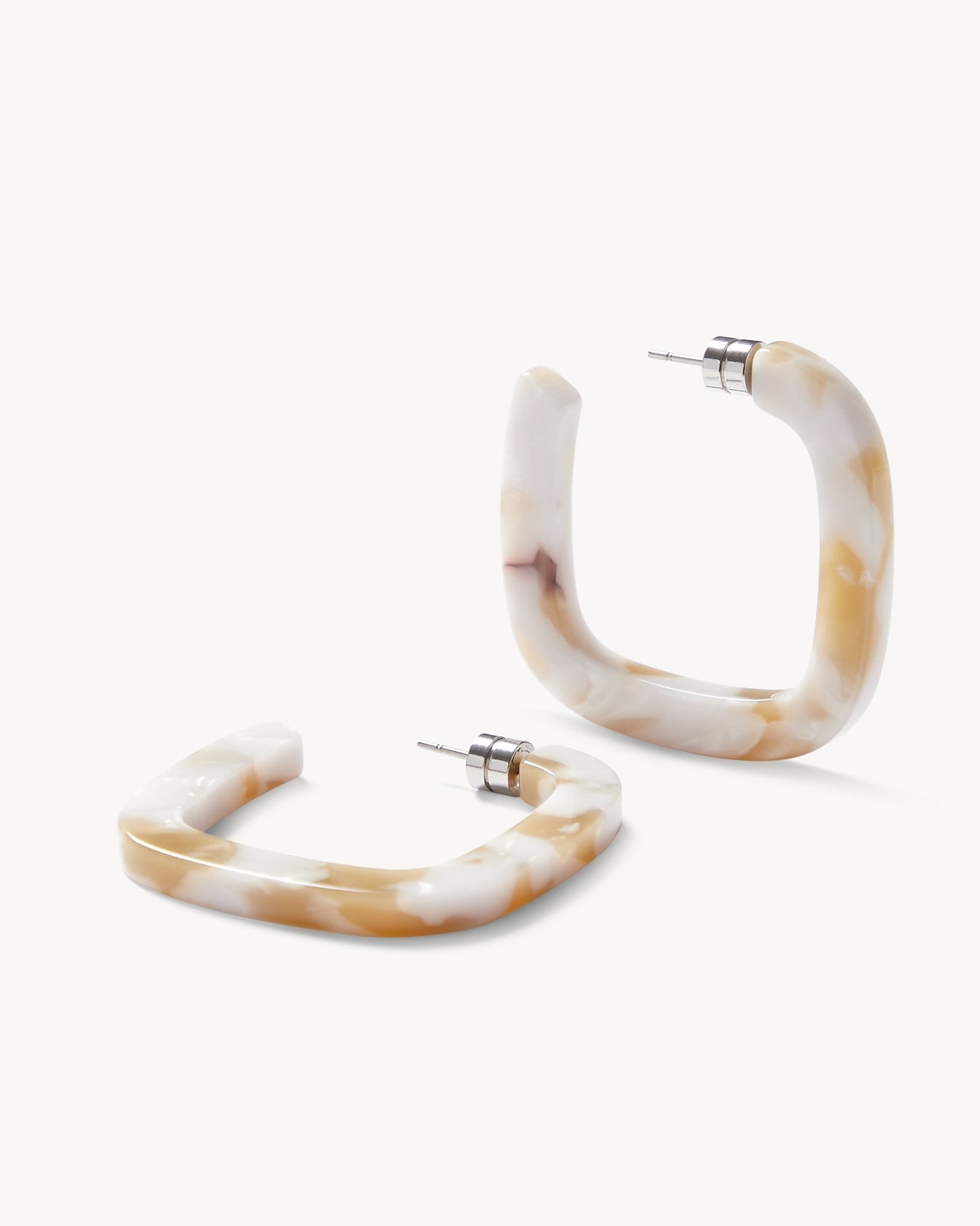 Midi Square Hoops in Taupe Shell - MACHETE