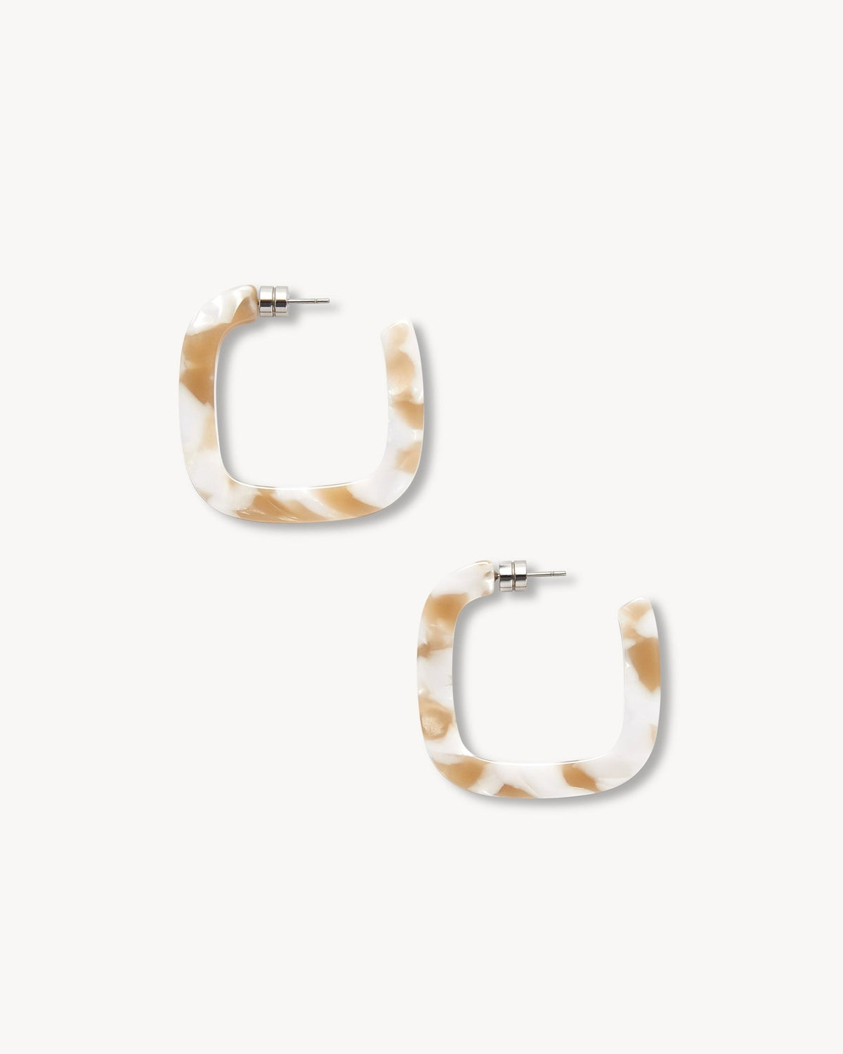 Midi Square Hoops in Taupe Shell - MACHETE