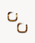 Midi Square Hoops in Tiger's Eye