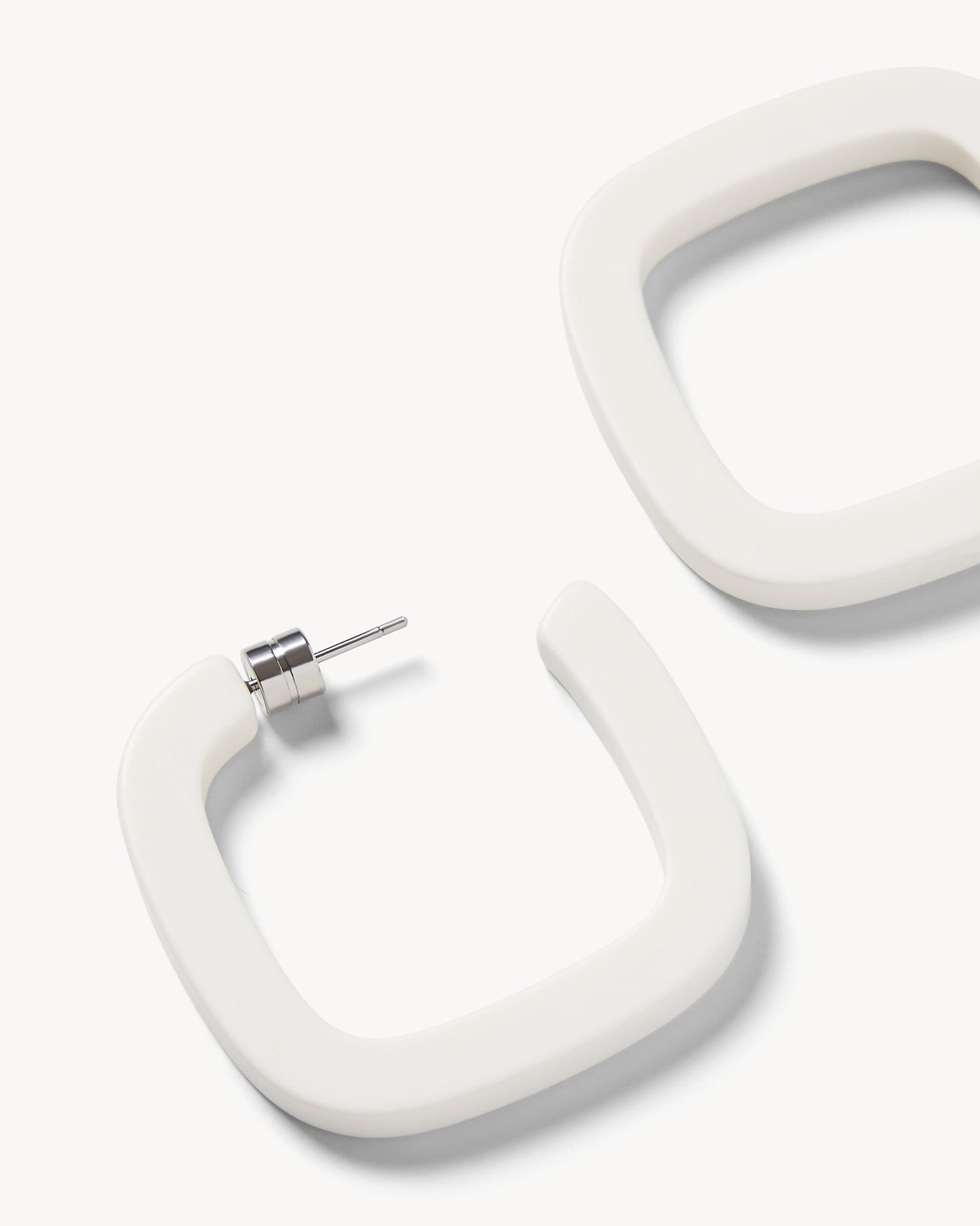 Midi Square Hoops in White Matte - MACHETE