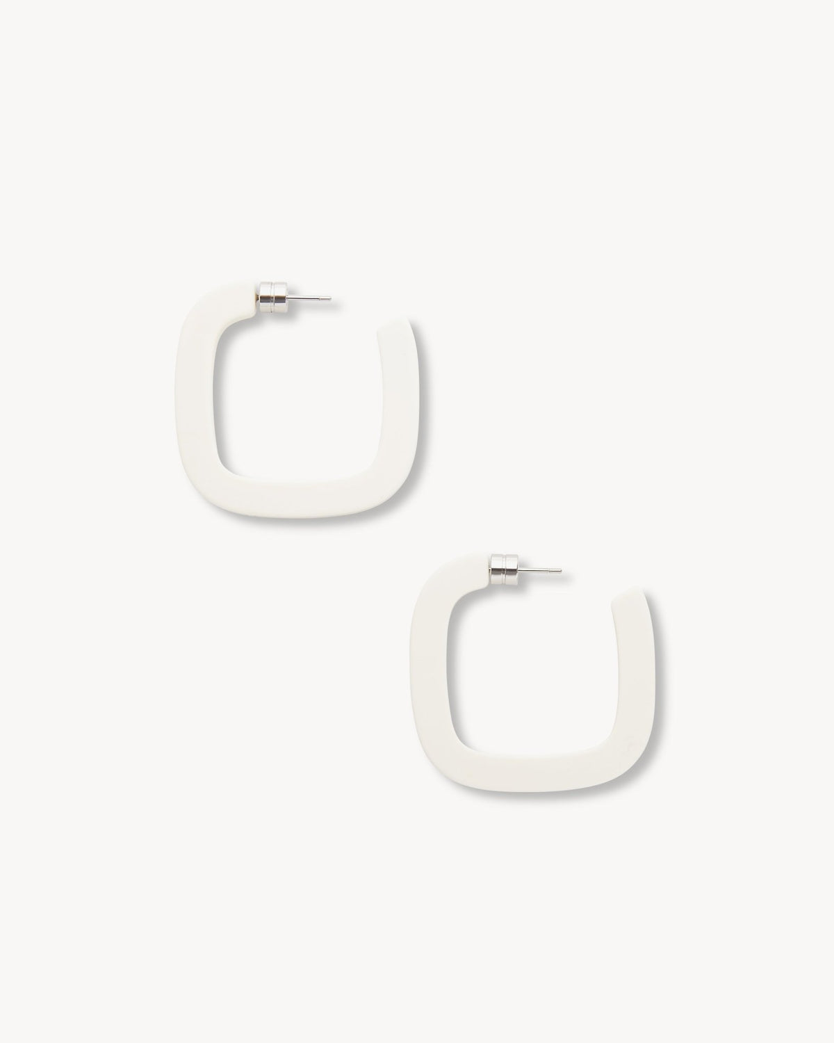 Midi Square Hoops in White Matte - MACHETE