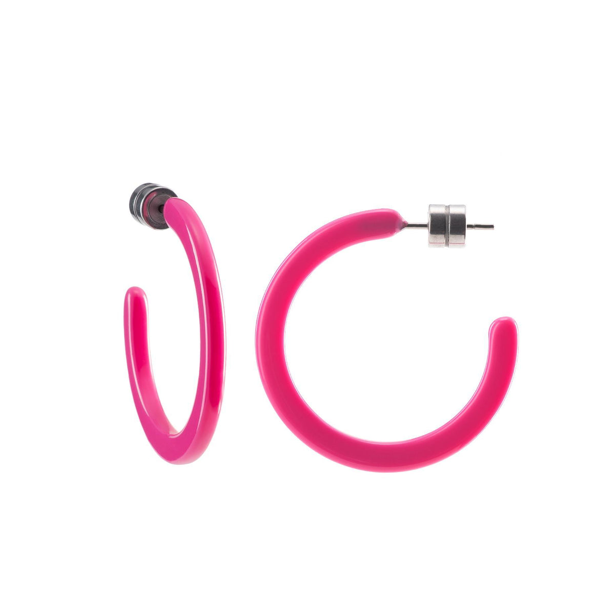 Mini Hoops in Neon Pink